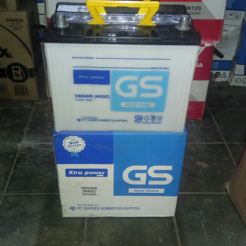Jual Aki Accu N50Z 12V 60AH 60Amper 55D26R Aki Basah GS Gold Shine
