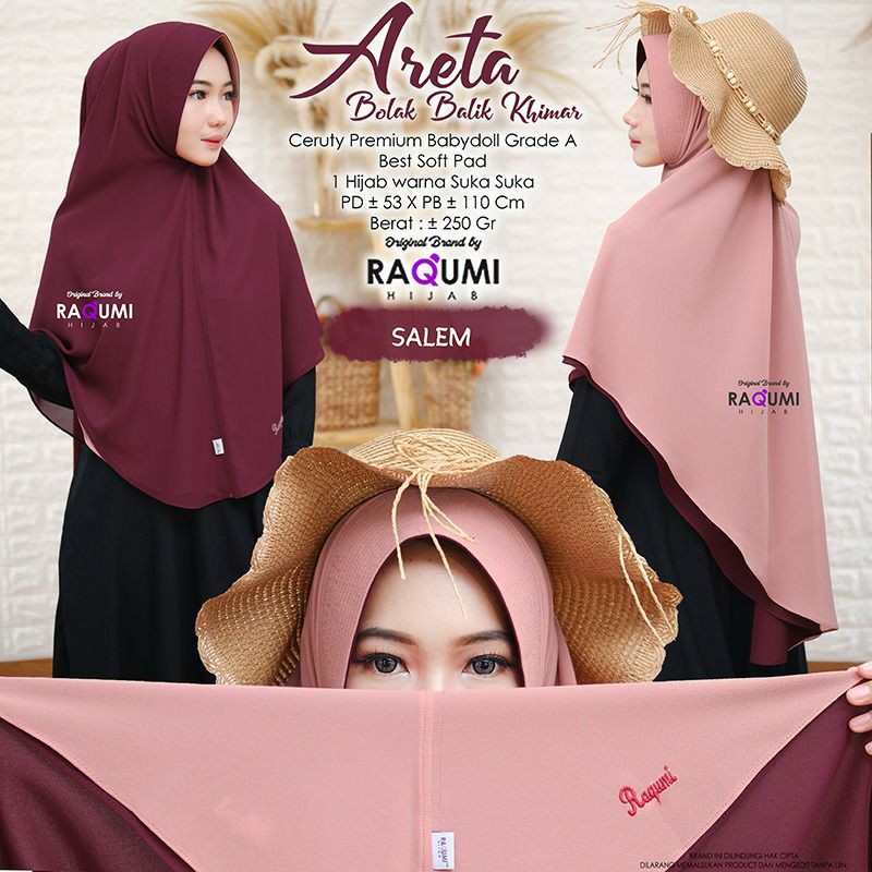 hijab ARETA BOLAK BALIK KHIMAR ORI RAQUMI HIJAB