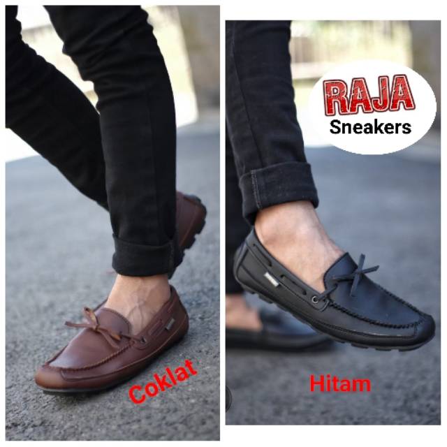 RAJA X PEDRO BLACK Sepatu Casual Pria Kantor Kerja Loafers Fashion Kulit Suede