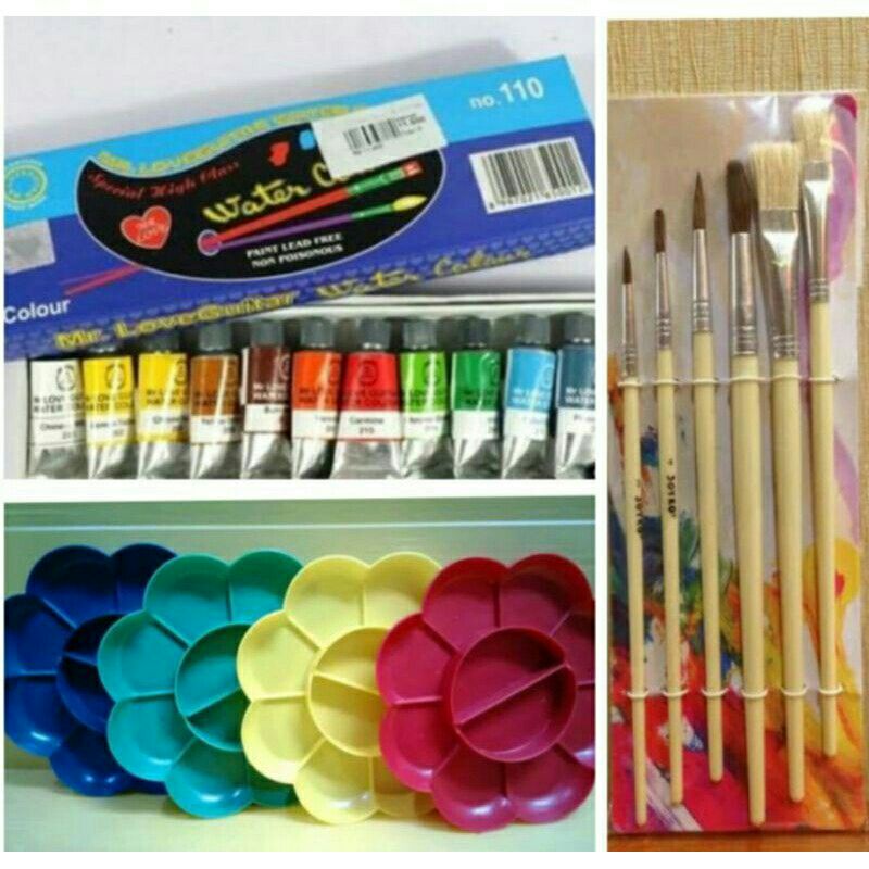 

Paket Lukis Hemat kuas set, cet air, palet.