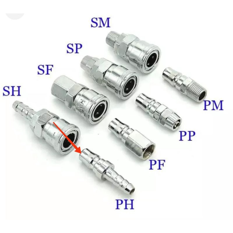 coupler selang set (1set 2pcs) sh + ph / sambungan selang kompresor