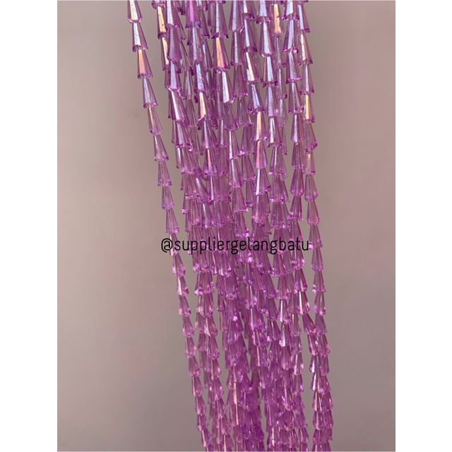 kristal terompet 8 x 4mm PURPLE UNGU PAGODA PREMIUM rencengan payet