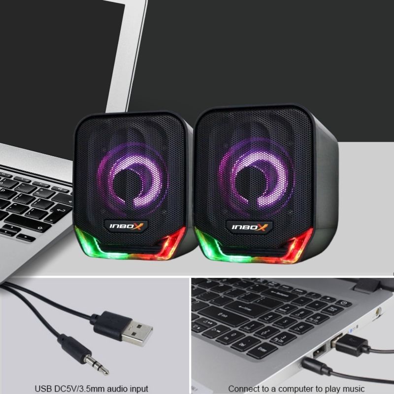 Speaker Mini Portable 2.0 Komputer laptop Double Bass And RGB Led Light S4 -XOBOX