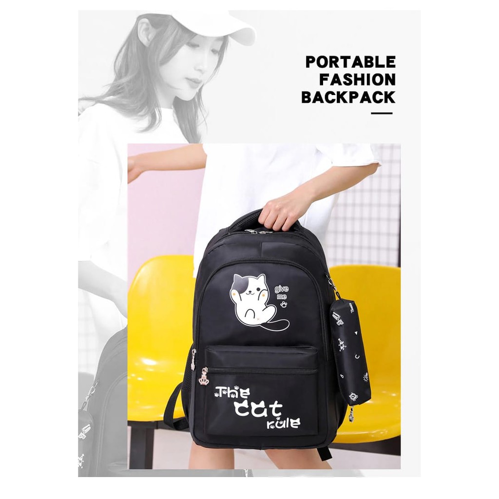 BACKPACK THE CAT RULE MURAH / TAS RANSEL ANAK KOREAN / TAS RANSEL ANAK SEKOLAH / TAS RANSEL MURAH