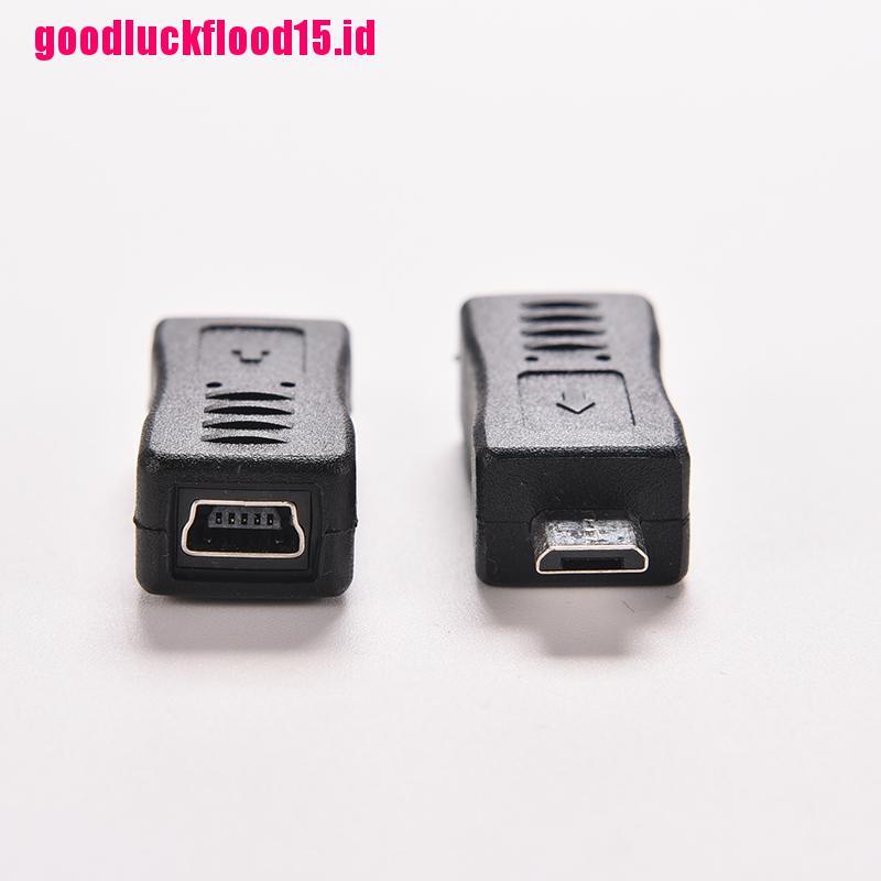 (LUCKID) 1pc Adapter Konverter Charger / Data Mini USB Female Ke Micro USB Male F / M