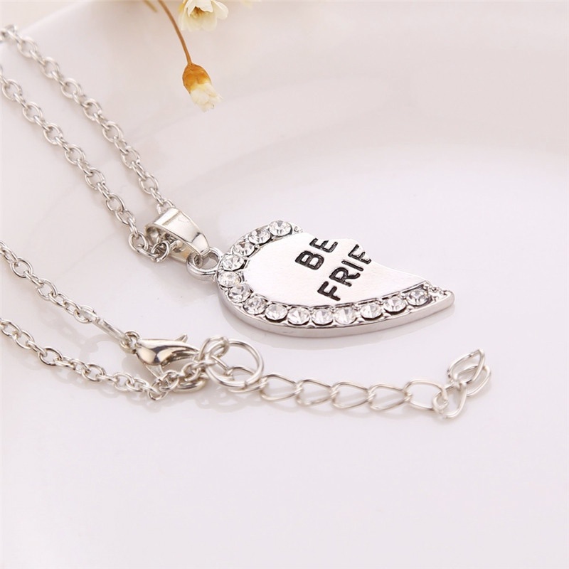 2pcs Kalung Couples Hip-Hop Pasangan/Sahabat Cinta Jahitan Kalung Rantai Klavikula Necklace- olo