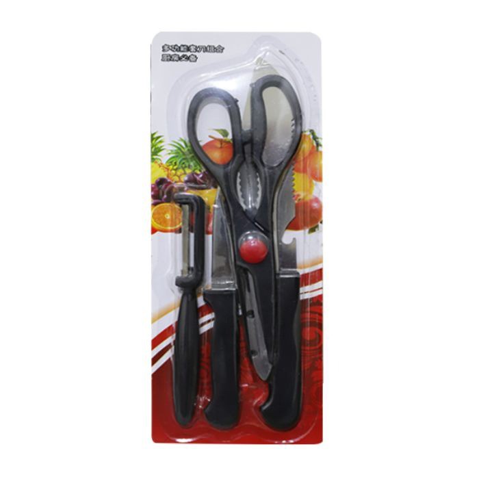 PISAU SET PENGUPAS BUAH 4 IN 1 BLACK PISAU SET 4 IN 1 HITAM MURAH