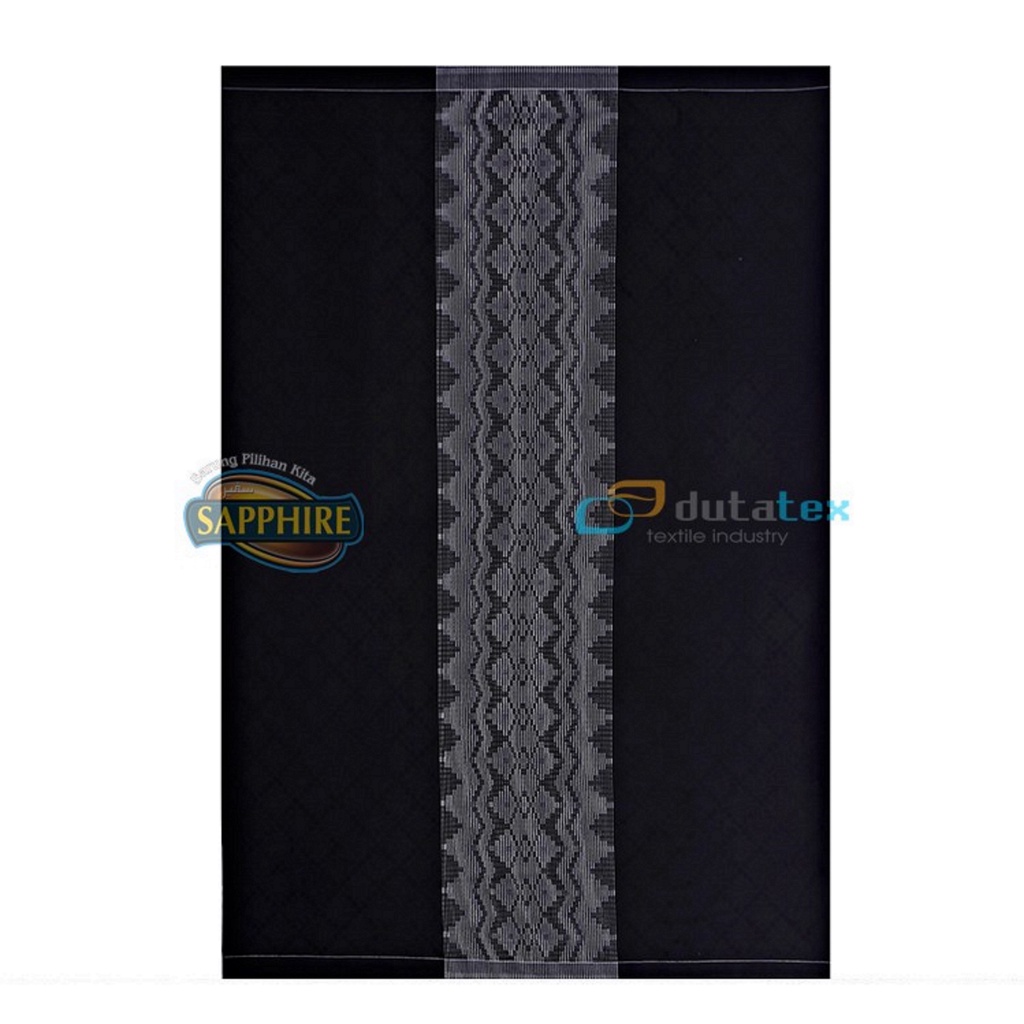 Sarung Tenun Sapphire Polos Hitam Tumpal Sarung Sholat Pria Laki Laki Dewasa Original Shapire