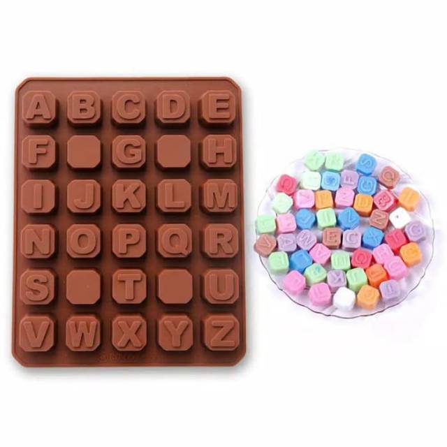 Cetakan coklat huruf kapital segi delapan kecil cetakan puding jelly huruf