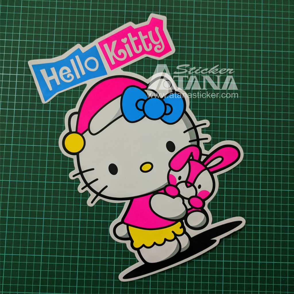 Stiker Printing Sablon Jumbo Vinyl Hello Kitty Kartun Anime Imut Cantik Motor Mobil Dinding Kaca