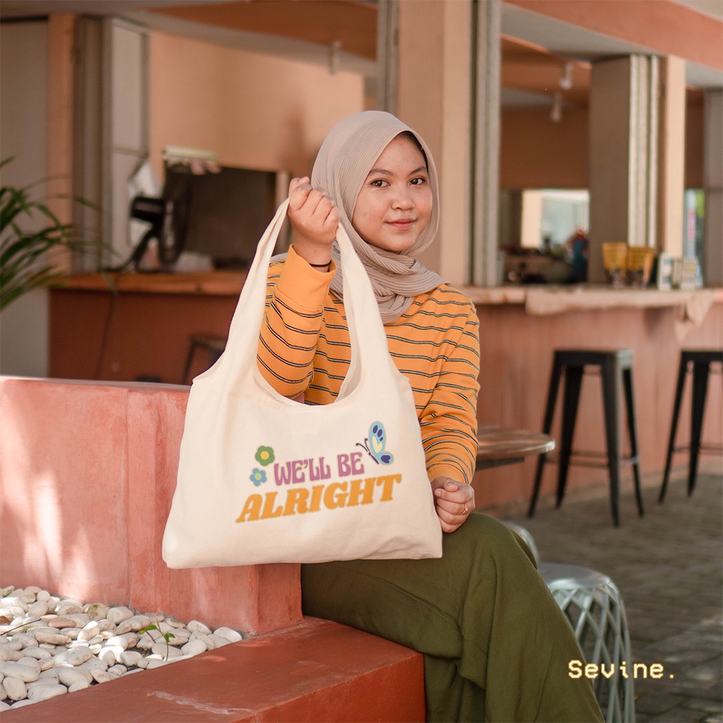 Sevine Totebag Kanvas Bonnie Tas Wanita Totebag Kuliah Laptop Quotes Vintage Danish Pastel Retro Motivation Aesthetic - KNN