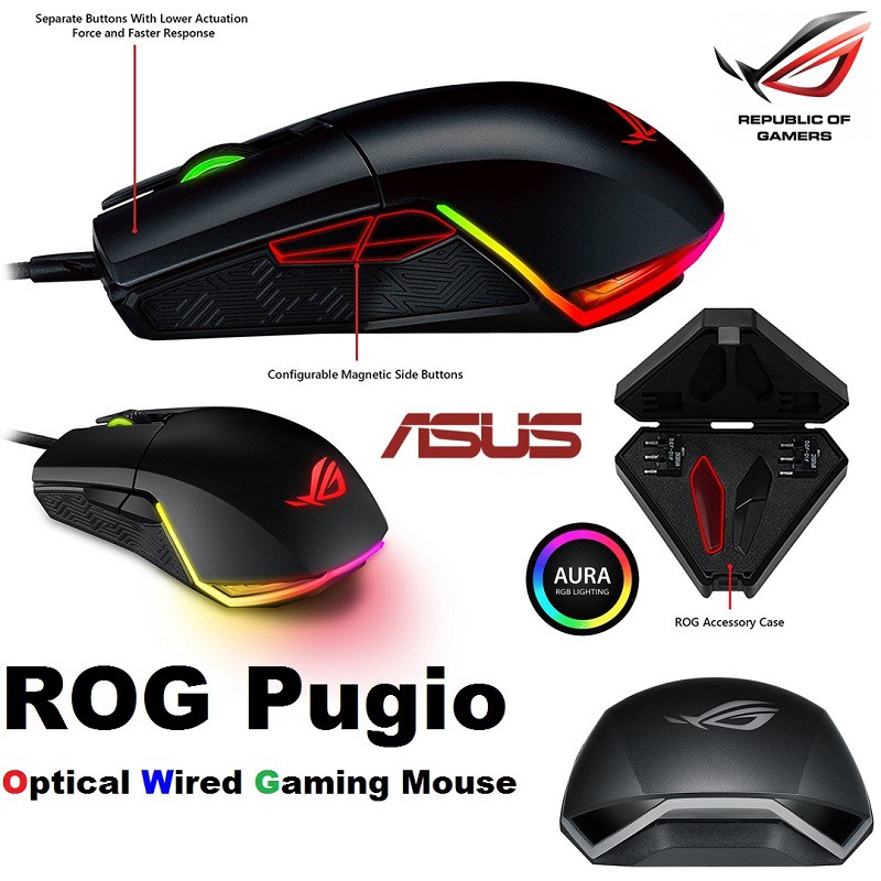 MOUSE ASUS ROG Pugio Aura RGB USB Wired OpticaL