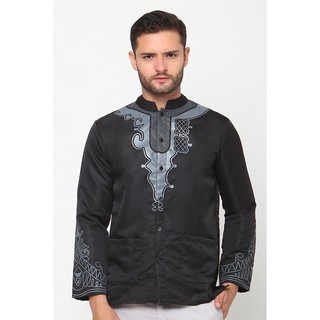  Baju  Koko  Tangan Panjang Muslim Pria Printing XSHOP 