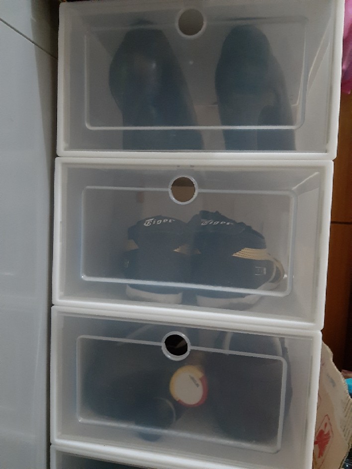 1 Set Isi (3pcs) Kotak Sepatu/sandal Transparan/flip Shoes Box/rak Sepatu