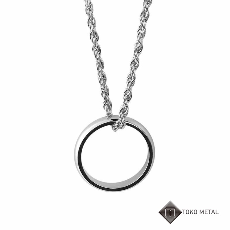 Kalung Titanium Model Rantai Liontin Cincin Anti Karat Dm 3 mm [Toko Metal]