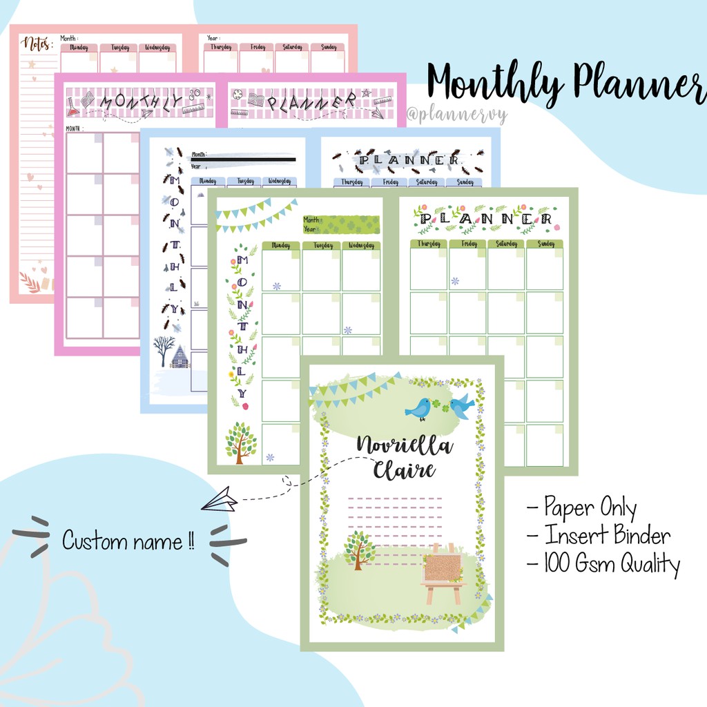 

MONTHLY PLANNER 1 TAHUN Loose Leaf