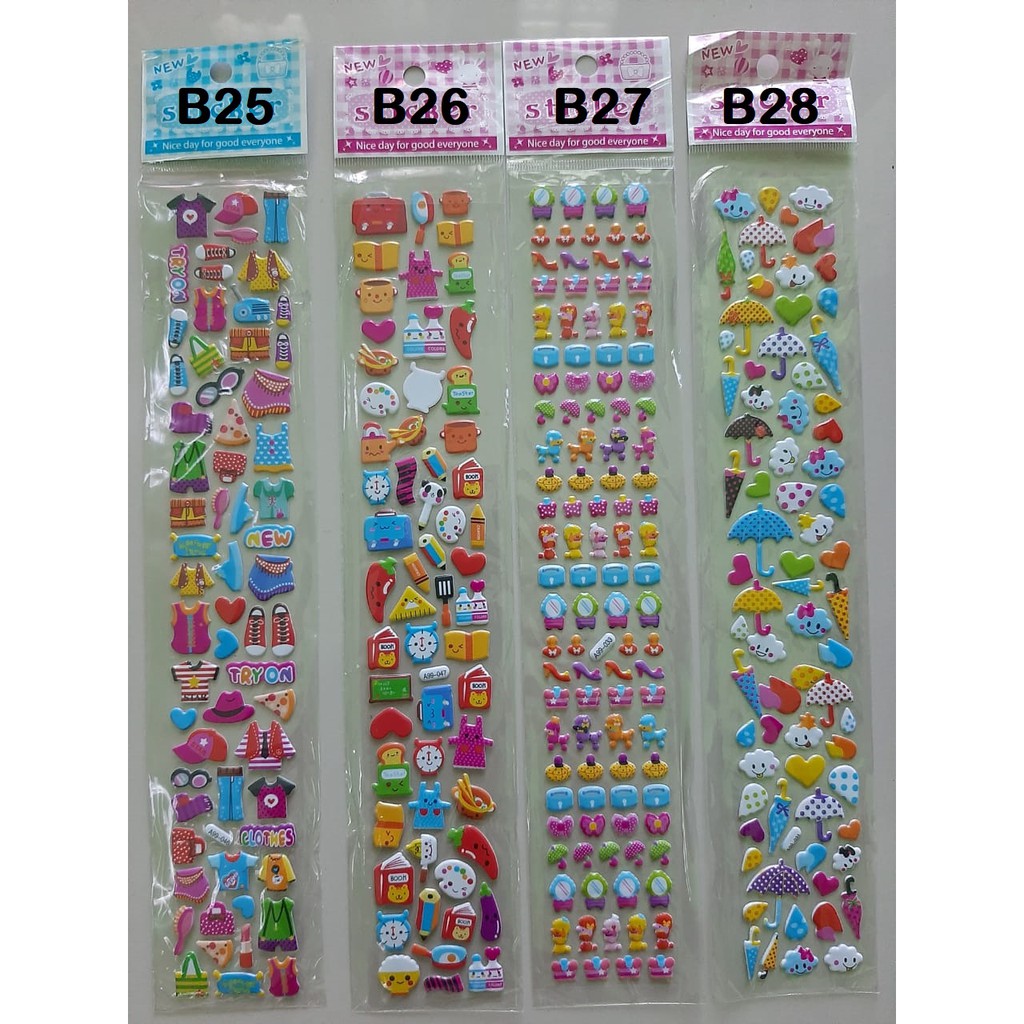 

Stiker Anak; Stiker Karakter; Sticker Anak Stiker Anak (Panjang) (B01 s/d B26)