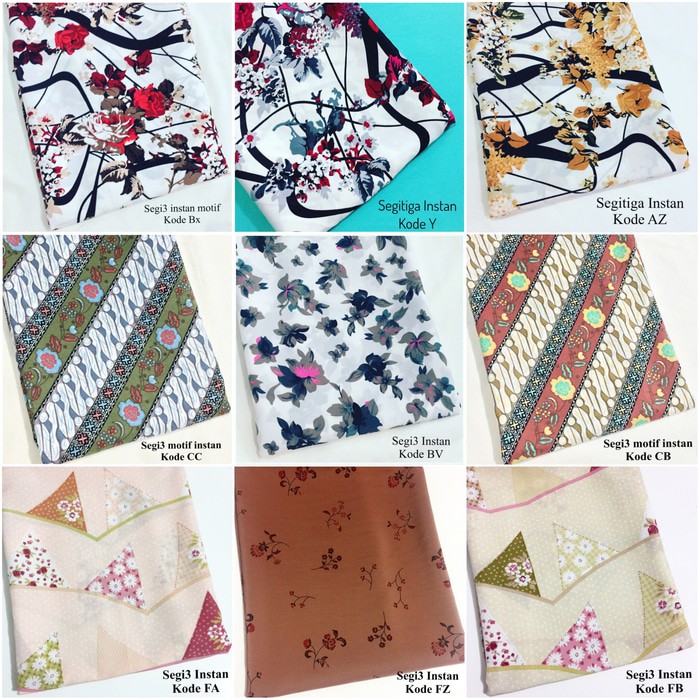 TERBARU - HIJAB SEGI3 INSTAN / SEGI EMPAT INSTAN MOTIF / SQUARE MOTIF / JILBAB HIJAB MOTIF