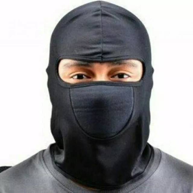 Masker ninja hitam polos full face Balaclava Motor Helm