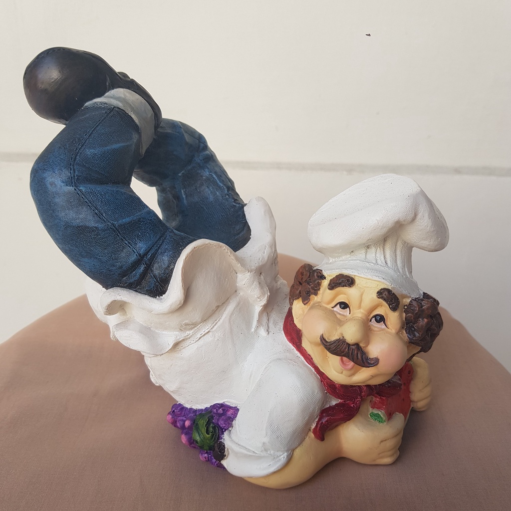 patung pajangan koki chef tempat botol hiasan dekorasi cafe restoran