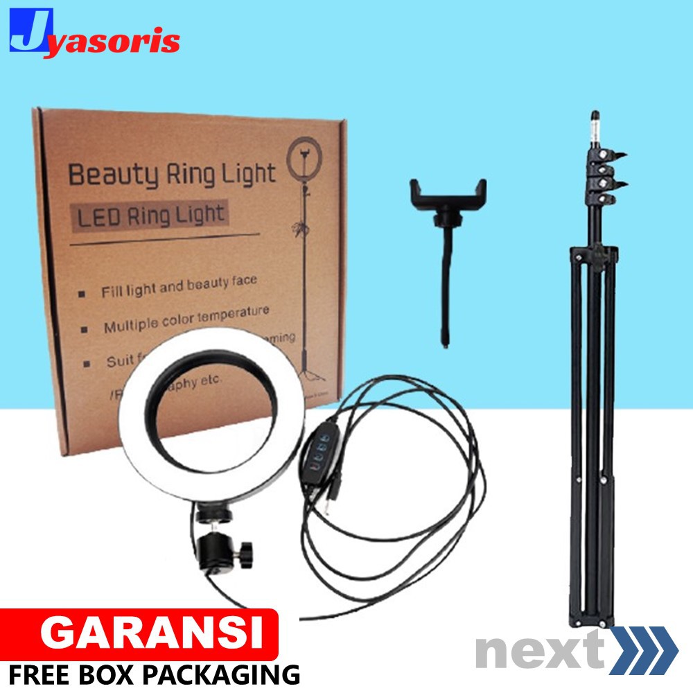 TRIPOD RING LIGHT SELFIE LAMPU RINGLIGHT 26CM LED LAMPU MAKE UP BULAT VLOG LAMPU RING VIDEO JS36