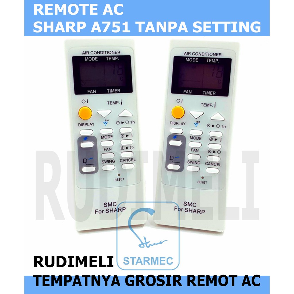 REMOT AC MULTI UNTUK AC ALL MEREK SHARP MEREK STARMEC A751