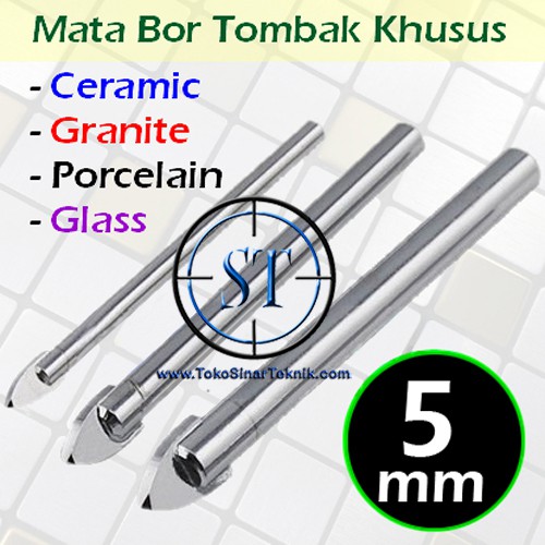 Mata Bor Tombak 3mm 4mm 5mm 6mm 8mm 10mm 12mm Keramik Granit Porselin Kaca Segitiga Ceramic Tile