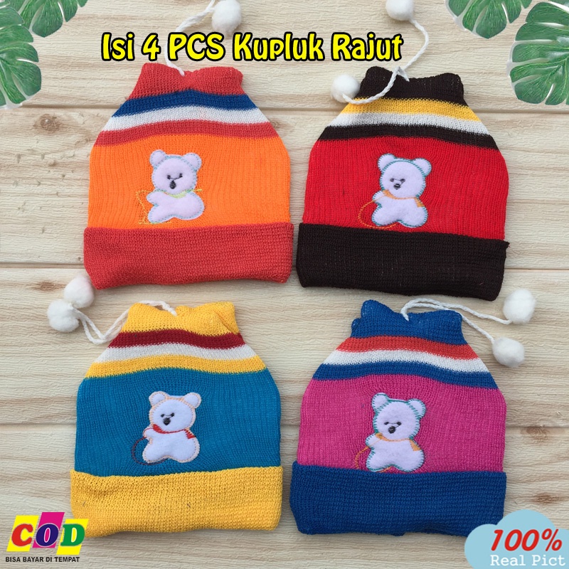 4 PCS Topi Bayi Kupluk Rajut Bayi Baru Lahir Newborn Usia 0-3 bulan Almeera Baby and Kids