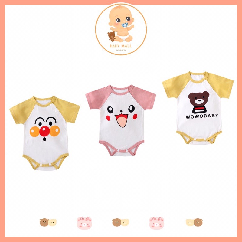 Babymall.id✨ HSNG Jumper Segitiga / Romper Segitiga Lengan Pendek / Baju Kodok Bayi New Born IMPOR