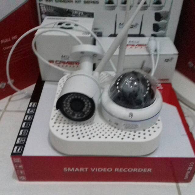 PROMO PAKET CCTV WERELESS IP NVR KIT 2 CAMERA 1080P 5 MEGAPIXEL 4CH NVR WIRELLES BISA ONLINE ANDROID