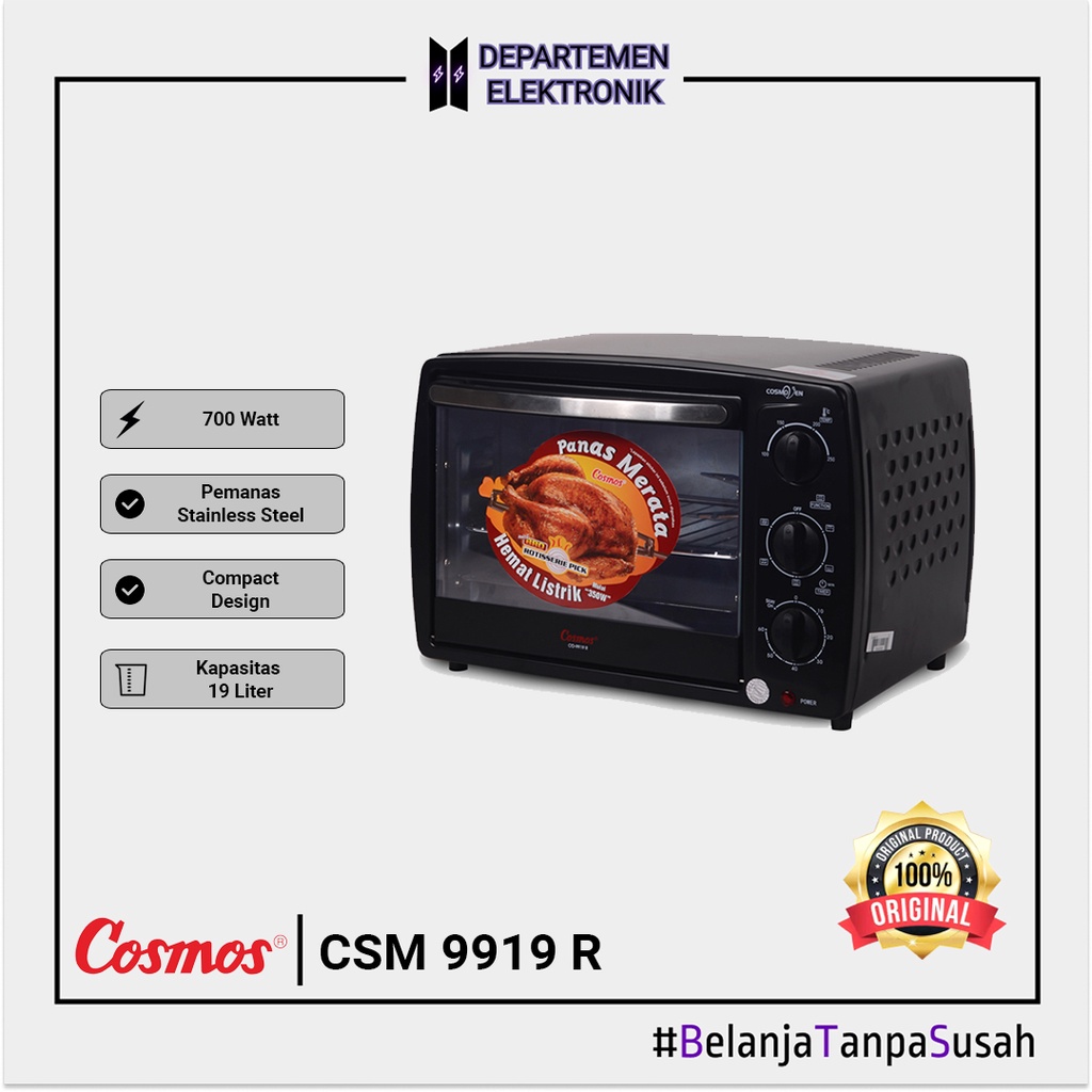 Cosmos CO 9919 R – Oven Toaster With Rotisseries 19 Liter 700 Watt MURAH BANGET / GARANSI RESMI