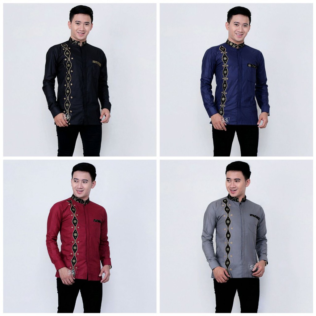 Baju Koko Bordir Dewasa Lengan Panjang &amp; Pendek fashion muslim pria terbaru