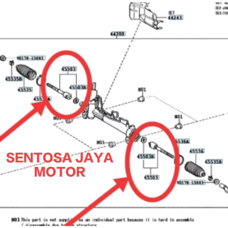 LONG TIE ROD RACK END ALPHARD VELLFIRE ANH20 Previa 2008-2014 ORIGINAL 1SET KIRI KANAN