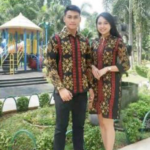 Cople baju tenun set motif kepiting