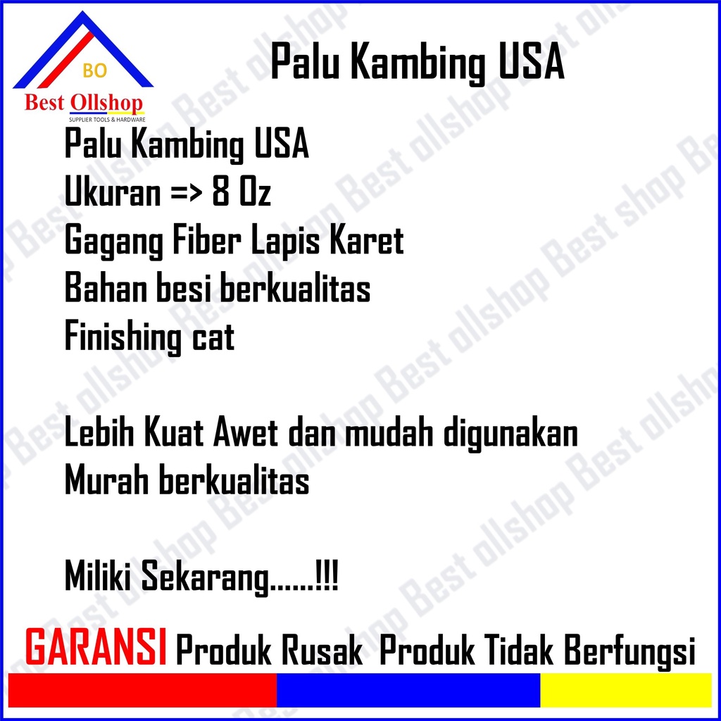 Palu Kambing Claw Hammer 8 Oz Martil Cungkil Cukit Paku Gagagng Fiber USA