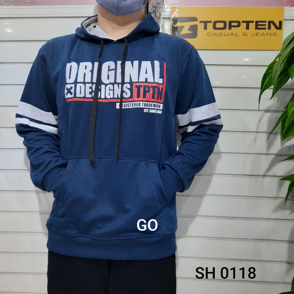 gof TOPTEN SWEATER Pakaian Pria Outerwear Sweater Cardigan Hoodie Jaket Casual Motif Lengan Panjang