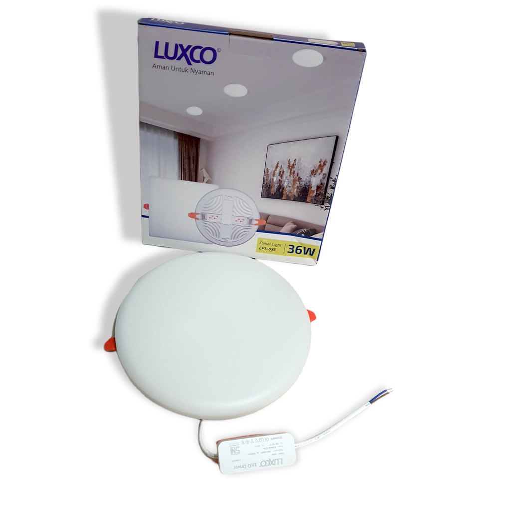 Lampu LED Downlight 36 Watt LUXCO CANGGIH Panel Outbow Bulat Kotak Plafon Frameless 36w