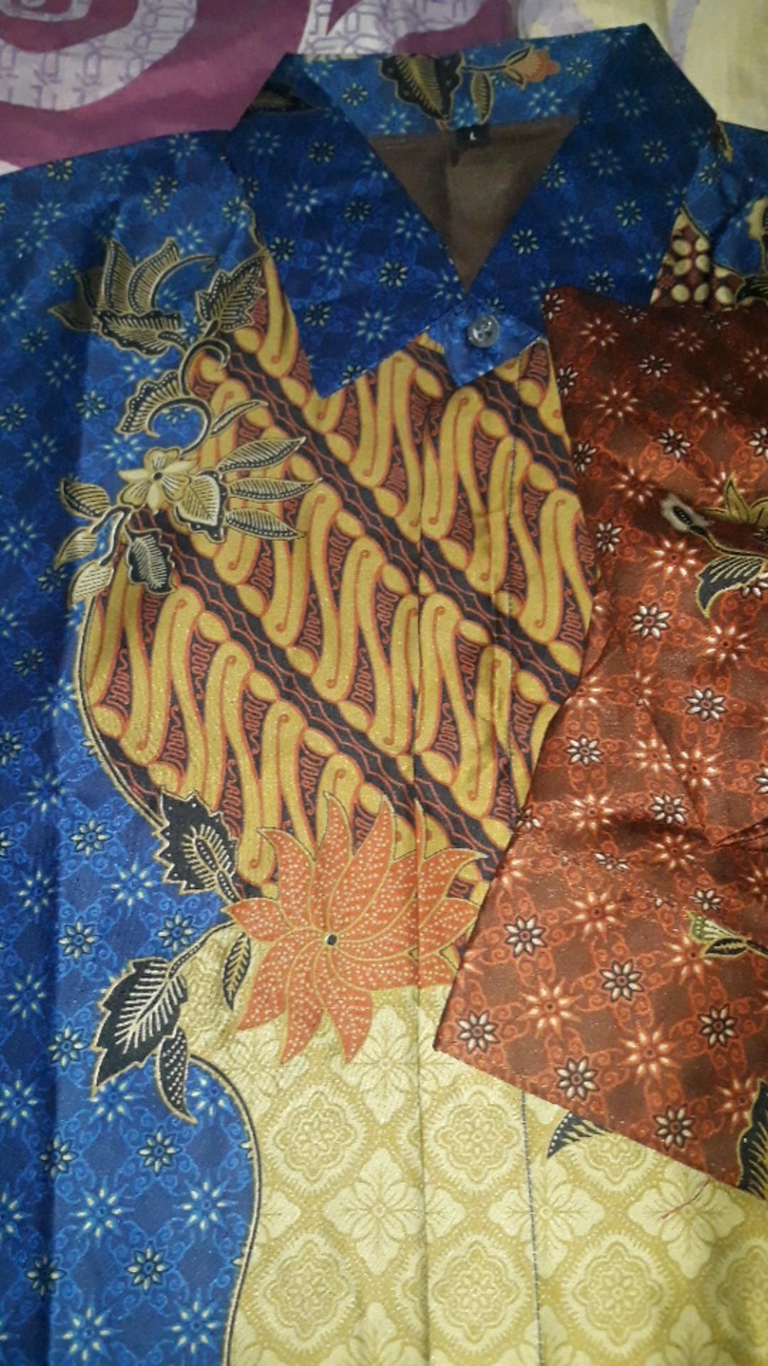 Kemeja Batik Semi Sutra Silky Premium Berfuring Lengan Panjang  Clasik Sutra Xxl  Fashion Batik Pria