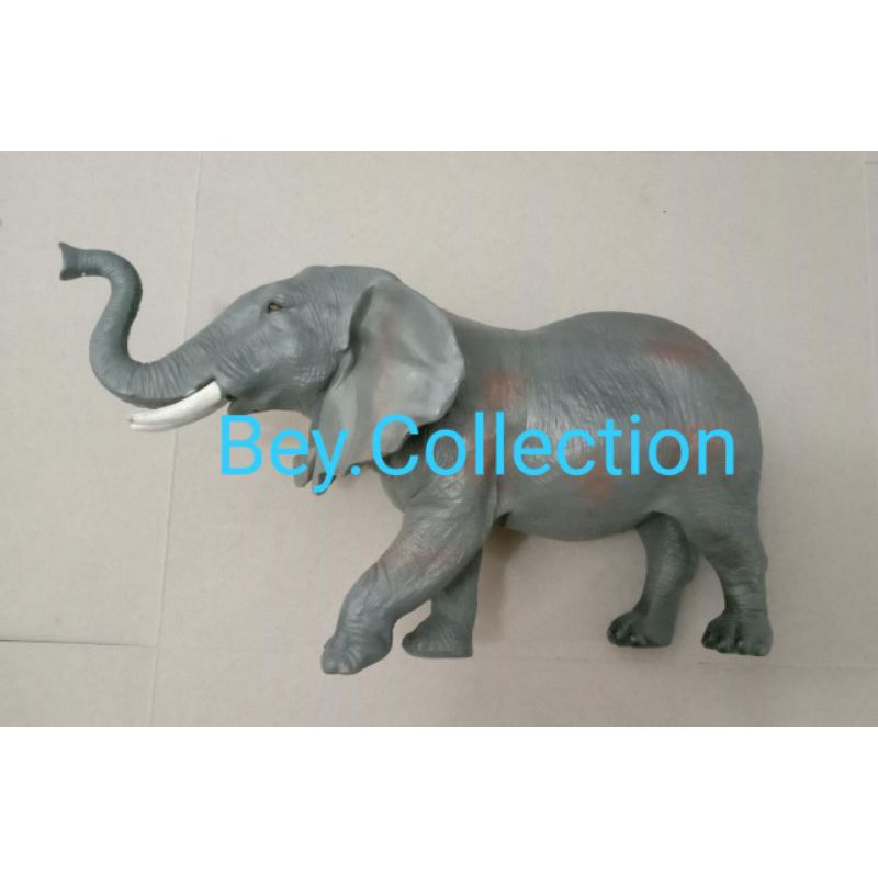 patung pajangan gajah miniatur elephant bahan karet mainan anak