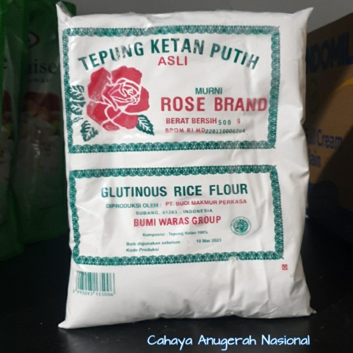 

Ketan-Beras-Tepung- Tepung Ketan Rose Brand 500 Gram -Tepung-Beras-Ketan.