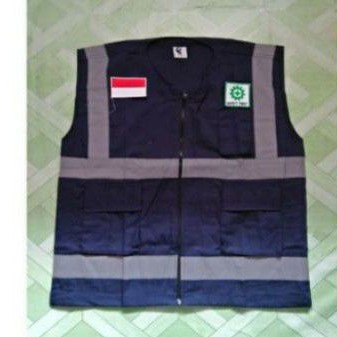 ROMPI PRIA KAIN HALUS SAFETY PROYEK BAHAN DRILL PLUS LOGO BENDERA BIRU DONGKER