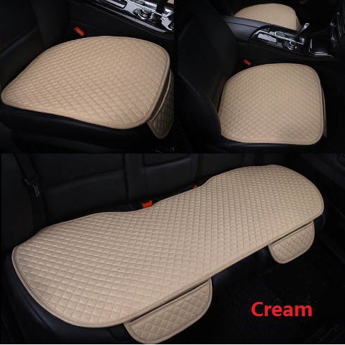 Alas Duduk Jok Mobil 3 in 1 set Empuk Universal KAIN LINEN MOTIF SILANG 6 WARNA