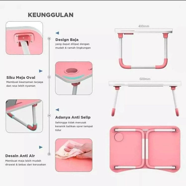 Meja Laptop Lipat Polos / Meja Belajar / Meja Lipat / Stand Laptop