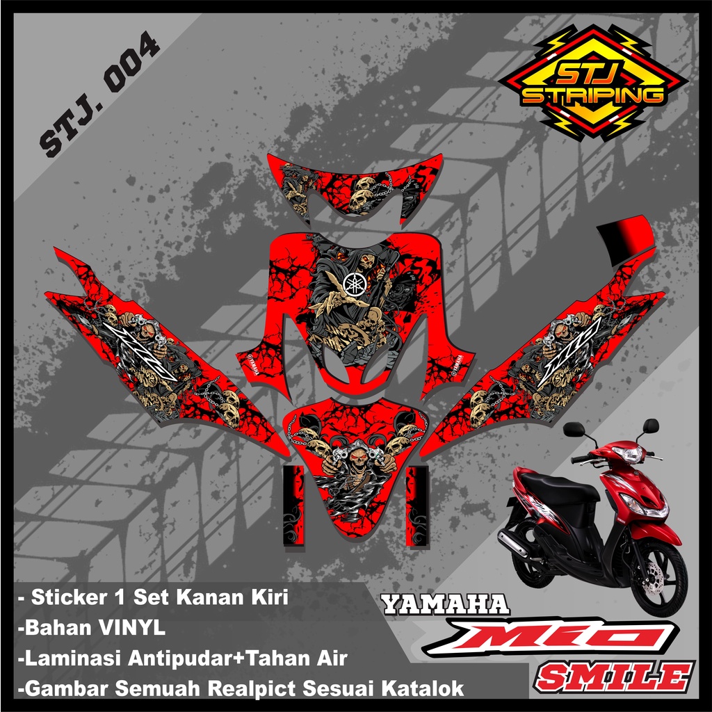 Sticker Striping DECAL MIO SMILE - Stiker Striping DECAL Variasi Motor MIO SMILE Desain Racing STJ.0
