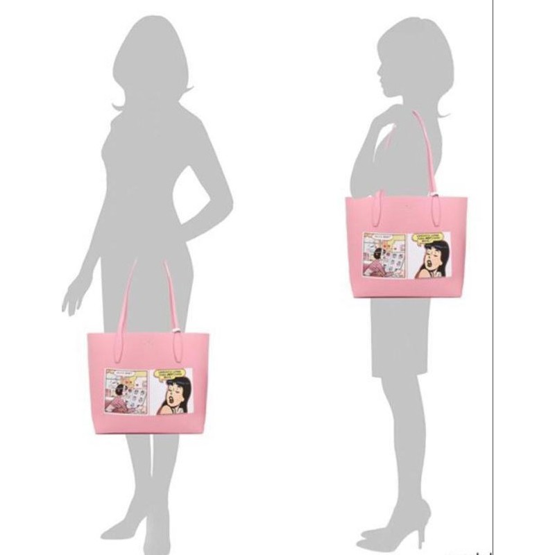 tas kate spade archie reversible tote leather pink multi