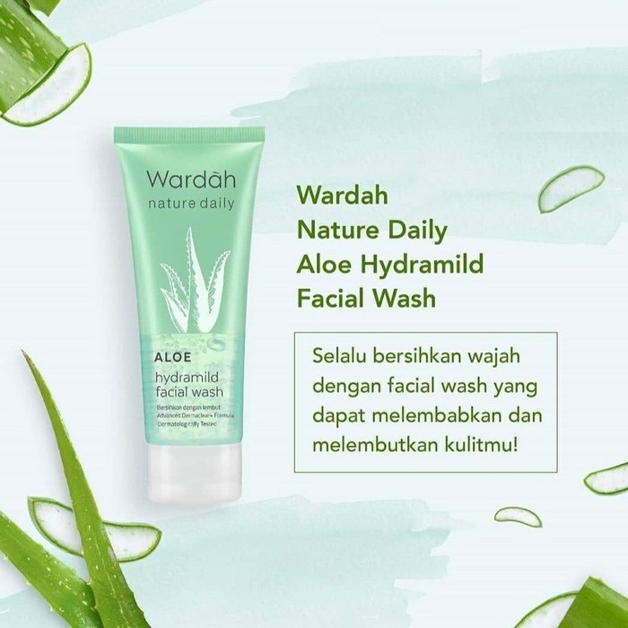 DOMMO - D8185 Wardah Nature Daily Aloe Hydramild Facial Wash - 60 &amp; 100ml