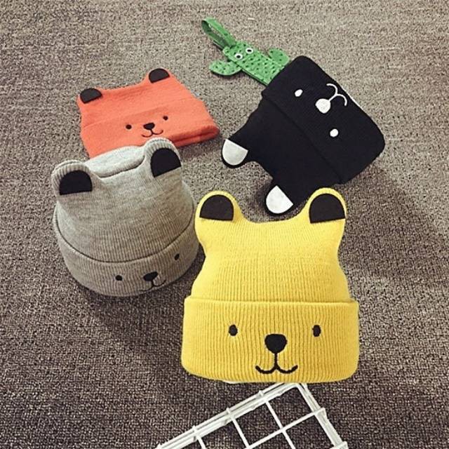 TOPI RAJUT ANAK - KUPLUK ANAK DOGGY - TOPI ANAK KOREA MOTIF RAJUT