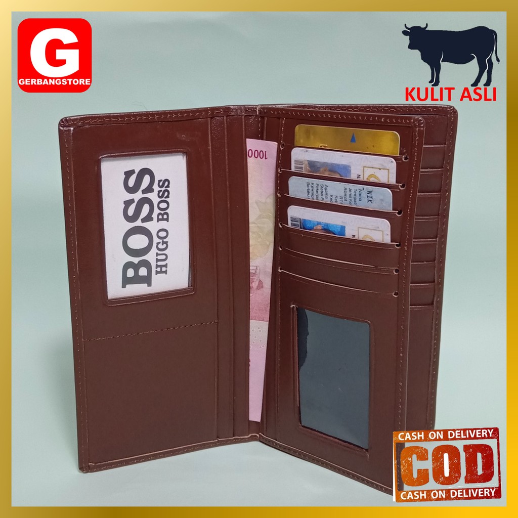 Dompet Panjang Kulit Sapi Asli 100% Pria Wanita Kartu Banyak Cowok Cewek Unisex [K3]