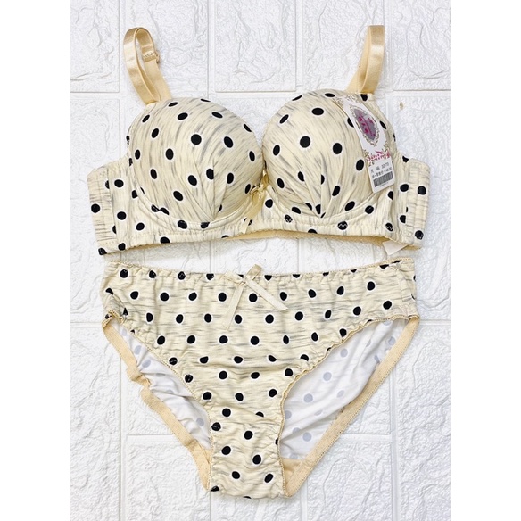 BH | Bra Set Motif Polkadot TOYAZI Pakai Kawat dan Busa Tipis