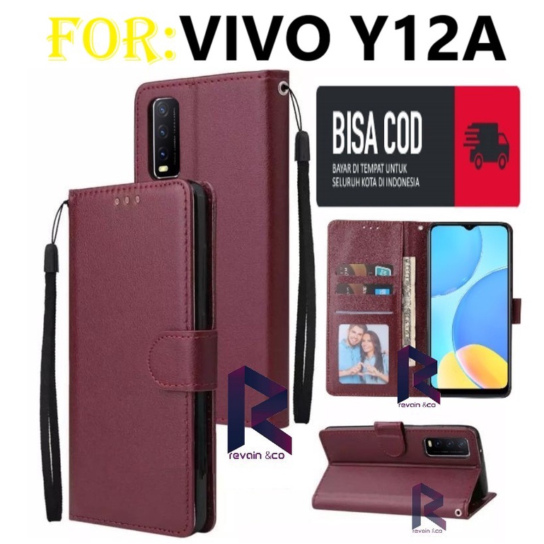 CASE VIVO Y12A FLIP WALLET LEATHER KULIT PREMIUM SARUNG BUKA TUTUP FLIP CASE VIVO Y12A